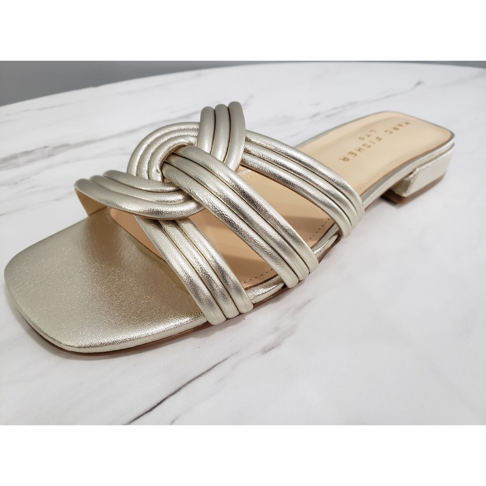 NEW SIZE‎ 7.5 - Marc Fisher Casara 2 Heeled KITTEN Sandal 7.5 GOLD strappy boho - Picture 3 of 7